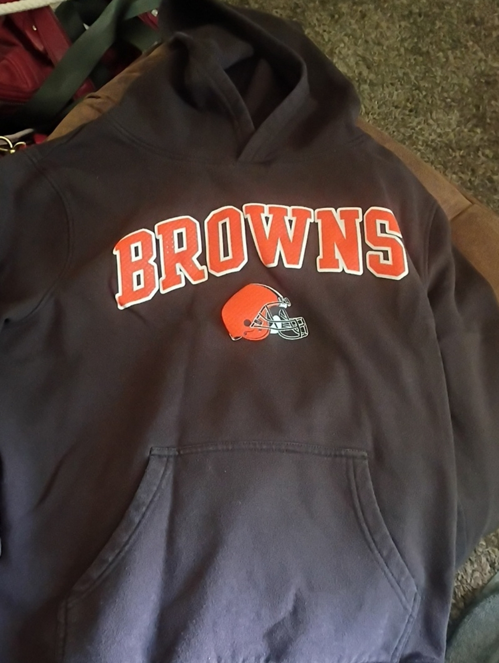 NFL Brown Hoodie with Orange and White Browns Graphics